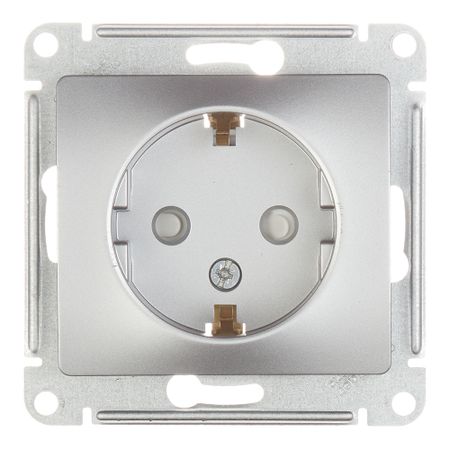 Розетка Systeme Electric Glossa встраиваемая алюминий со шторками (GSL000345)