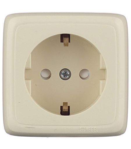 Розетка Hegel Alfa накладная слоновая кость со шторками (РА16-114-01)