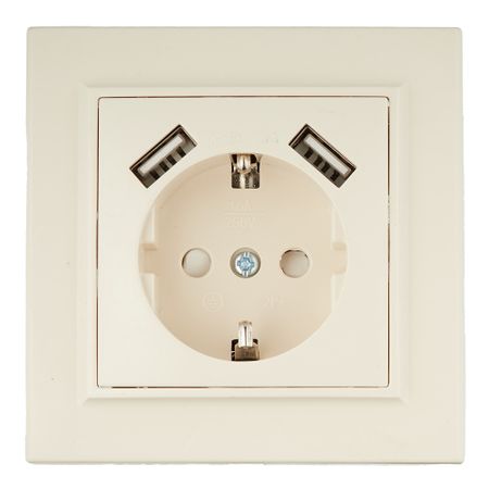 Розетка EKF Минск встраиваемая бежевая с 2хUSB-А (ERR16-028-200-2USB)