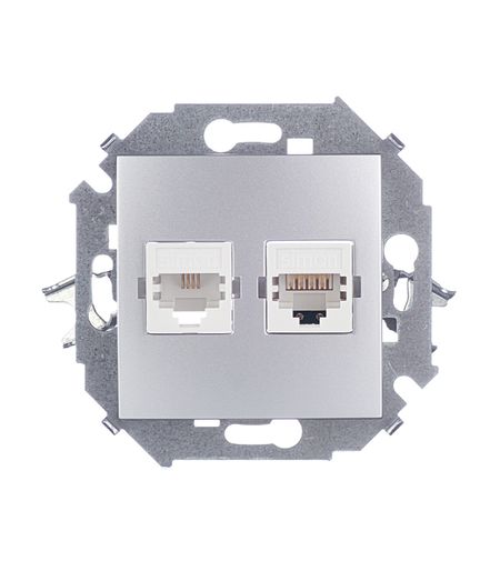 Розетка компьютерная/ телефонная Simon 15 встраиваемая алюминий RJ11/ RJ45 (1591590-033) российская федерация федеративное устройство крым в составе рф