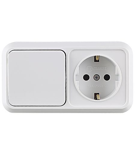 Блок выключатель и розетка Makel Siva Ustu одноклавишный накладной белый (451A1) блок куб 90 90 45 белый пласт бокс