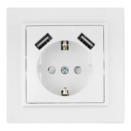 Розетка EKF Минск встраиваемая белая с 2хUSB-А (ERR16-028-100-2USB)