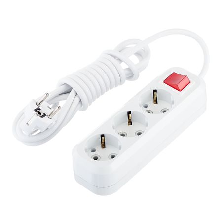 Удлинитель Makel 3 розетки 3 м ПВС 3х1 кв.мм 16 А 2,2 кВт с кнопкой белый (MGP213) универсальный вращающийся удлинитель для смесителя