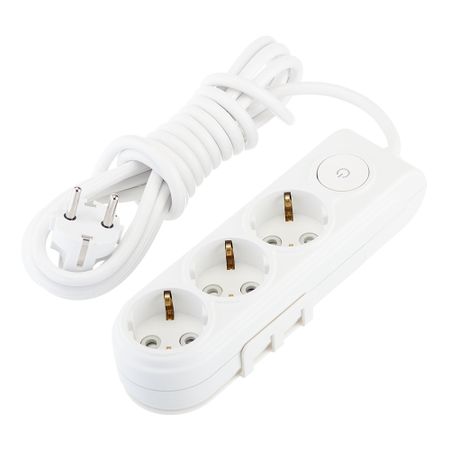 Удлинитель Makel 3 розетки 3 м ПВС 3х1 кв.мм 16 А 2,2 кВт белый (N3310043) универсальный вращающийся удлинитель для смесителя