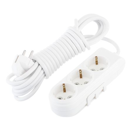 Удлинитель Makel 3 розетки 5 м ПВС 3х1 кв.мм 16 А 2,2 кВт белый (N3210063) универсальный вращающийся удлинитель для смесителя