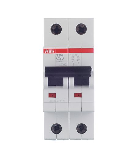 Автоматический выключатель модульный ABB S202 2P 20А тип C 6 кА 400 В (2CDS252001R0204) geya gyl9 тип a электромагнитный автоматический выключатель остаточного тока rcd ac elcb 2 полюсный 40a 63a 30ma 100ma 300ma rccb 1p n
