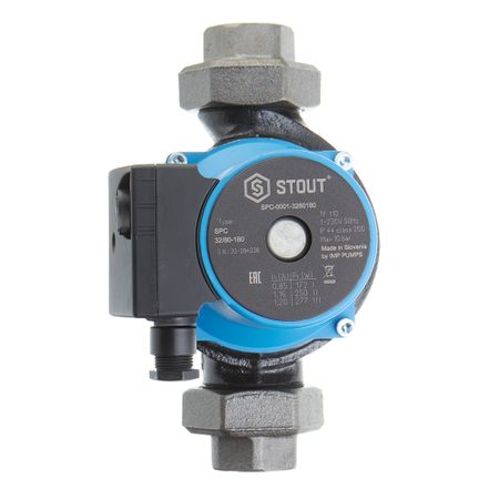 Циркуляционный насос для систем отопления Stout 32/80-180 DN32 подъем 7,1 м 180 мм с гайками (SPC-0010-3280180)