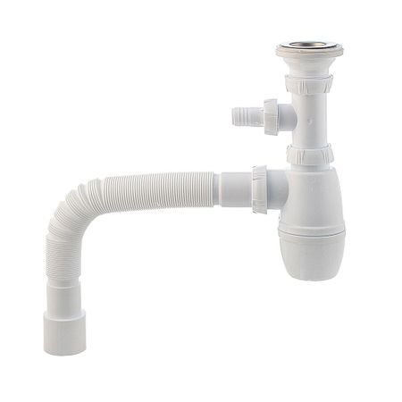 Сифон для раковины Wirquin Pro 1 1/2х40 мм с выпуском d63 мм с соединением 40/50 мм с отводом (30718052)