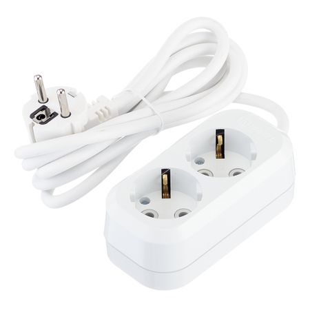 Удлинитель Makel 2 розетки 2 м ПВС 3х1 кв.мм 16 А 2,2 кВт белый (MGP112) универсальный вращающийся удлинитель для смесителя