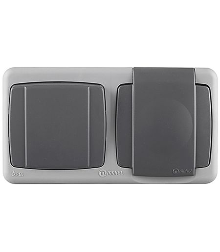 Блок выключатель и розетка Makel Mimoza одноклавишный накладной серый (36064207) планинг дат 2026г 64л 160x90 мм explore серый иск кожа карманный тв переплет тонир блок тисн фольгой скругл углы ляссе