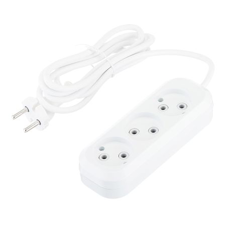 Удлинитель Makel 3 розетки 2 м ПВС 2х0,75 кв.мм 10 А 2,2 кВт белый (MGP122) универсальный вращающийся удлинитель для смесителя