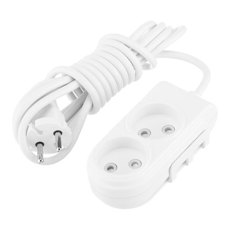 Удлинитель Makel 2 розетки 3 м ПВС 2х0,75 кв.мм 10 А 2,2 кВт белый (N2010041) универсальный вращающийся удлинитель для смесителя