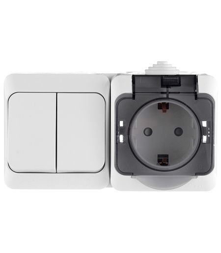 Блок выключатель и розетка Systeme Electric Этюд двухклавишный накладной белый (BPA16-242B) блок куб 90 90 45 белый пласт бокс