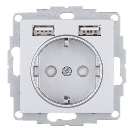 Розетка Systeme Electric AtlasDesign встраиваемая алюминий 2хUSB-А (ATN000330)