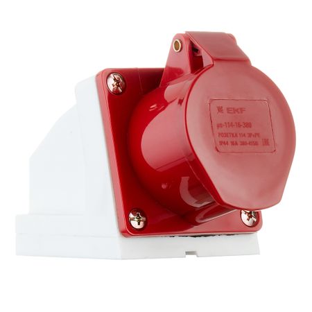 Розетка силовая угловая настенная EKF PROxima 3Р+РЕ 16 А 380 В IP44 bseed французская настенная розетка 16а