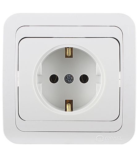 Розетка Makel Mimoza встраиваемая белая керамика (12008)