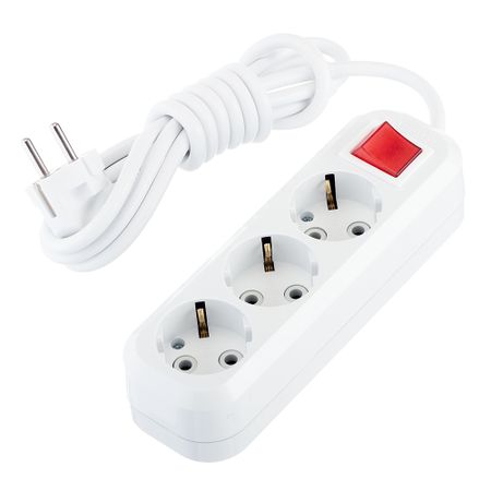 Удлинитель Makel 3 розетки 2 м ПВС 3х1 кв.мм 16 А 2,2 кВт с кнопкой белый (MGP212) универсальный вращающийся удлинитель для смесителя