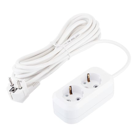 Удлинитель UNIVersal 2 розетки 5 м ПВС 3х1 кв.мм 13 А 2,9 кВт белый (9631974) iec320 c14 c13 электрическая розетка переменного тока 3 женских и мужских разъемов 3 контактное крепление розетки