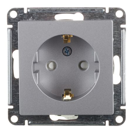 Розетка Systeme Electric AtlasDesign встраиваемая алюминий со шторками (ATN000345)