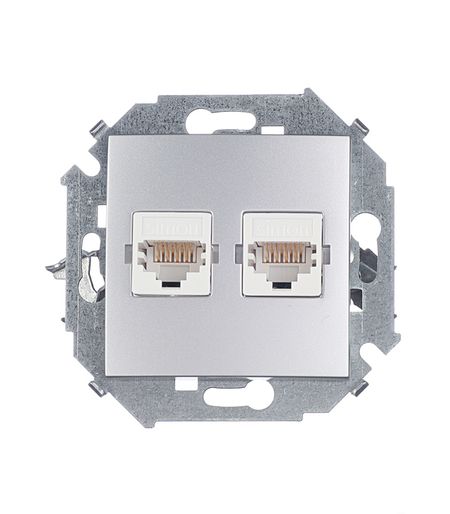 Розетка компьютерная Simon 15 встраиваемая алюминий 2хRJ45 (1591593-033) российская федерация федеративное устройство крым в составе рф
