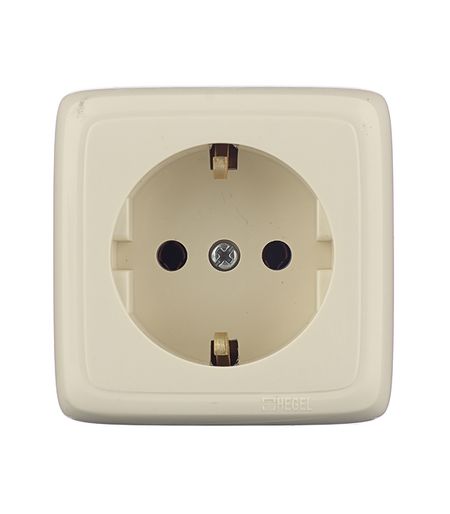 Розетка Hegel Alfa накладная слоновая кость с изолирующей пластиной (РА16-113-01)