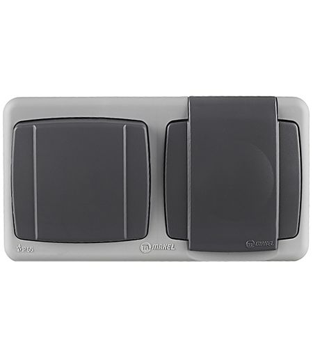 Блок выключатель и розетка Makel Mimoza одноклавишный накладной серый (36064202) планинг дат 2026г 64л 160x90 мм explore серый иск кожа карманный тв переплет тонир блок тисн фольгой скругл углы ляссе