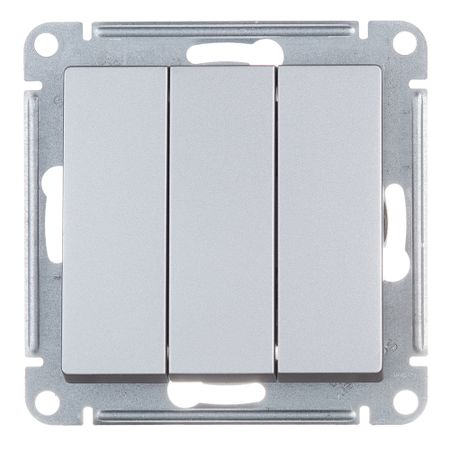 Выключатель Systeme Electric AtlasDesign трехклавишный встраиваемый алюминий (ATN000331)