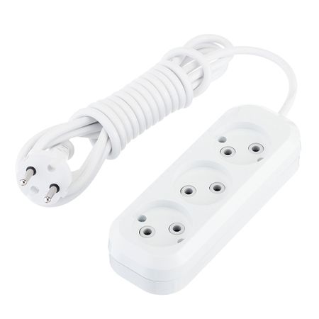 Удлинитель Makel 3 розетки 3 м ПВС 2х0,75 кв.мм 10 А 2,2 кВт белый (MGP123) универсальный вращающийся удлинитель для смесителя