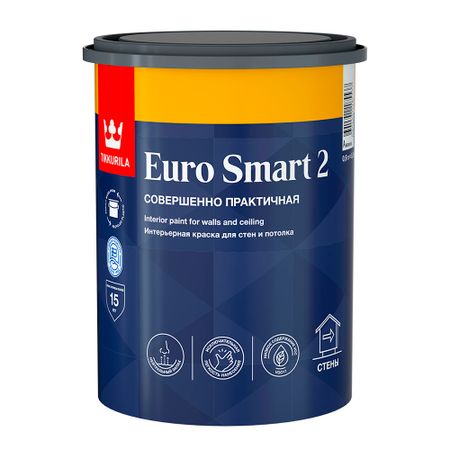 Краска интерьерная Tikkurila/Tikkivala Euro Smart 2 база А белая 0,9 л краска акриловая перламутровая белая 40мл луч