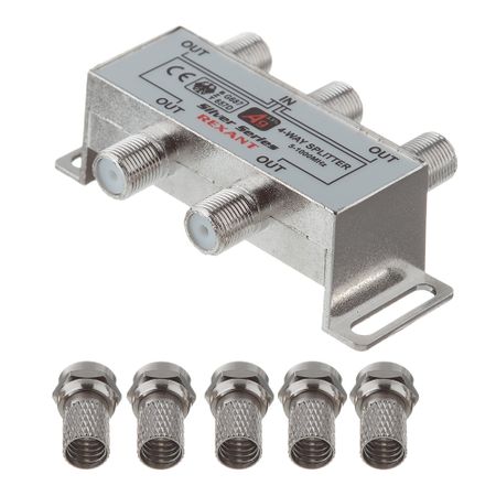 ТВ делитель Rexant 4 F-выхода +5 F-разъемов (05-6103-01) 5 шт резиновые чехлы для разъемов tyco dj7021 1 5
