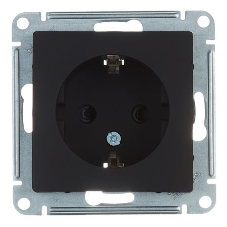 Розетка Systeme Electric AtlasDesign встраиваемая карбон со шторками (ATN001045)