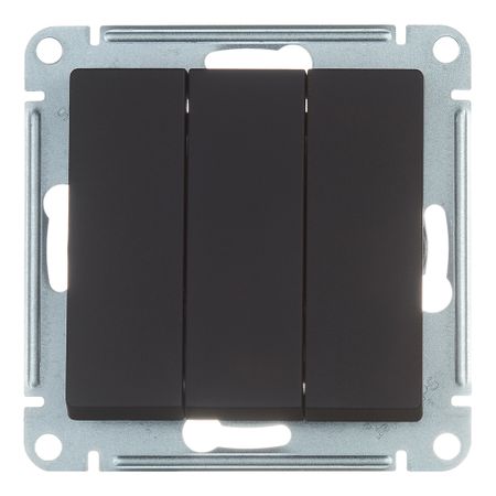 Выключатель Systeme Electric AtlasDesign трехклавишный встраиваемый карбон (ATN001031)