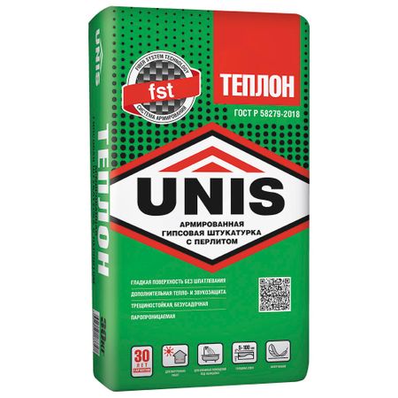Штукатурка гипсовая Unis Теплон армированная 30 кг