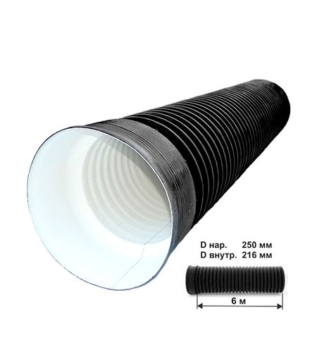 Труба двустенная гофрированная ПНД d250/216 мм 6 м SN6 с раструбом виктор алексеевич волосухин автоматизация расчета стержневых систем гидравл строительства и зд 2 испр