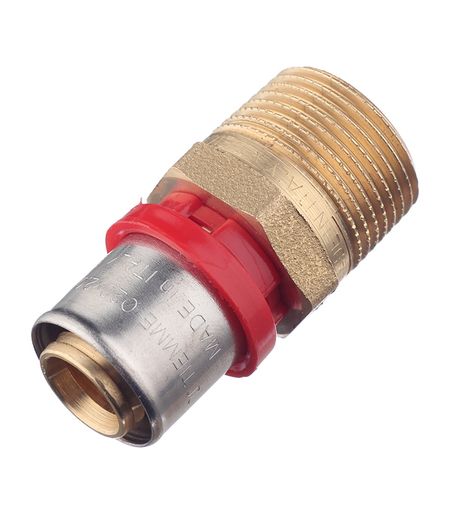 Соединитель прямой Tiemme 20(пресс) х 3/4 НР(ш) прямой переходник из нержавеющей стали для труб 51 102 мм