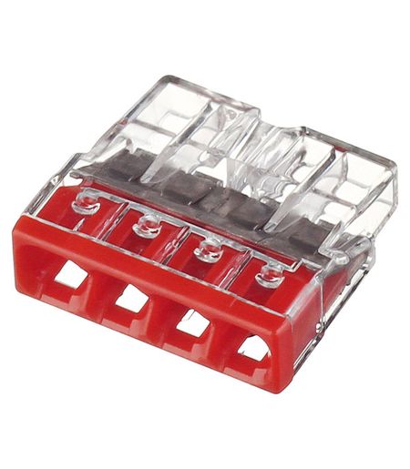 Клемма на 4 провода Wago 0,5-2,5 кв.мм самозажимная без пасты (100 шт.) (2273-204/2667)