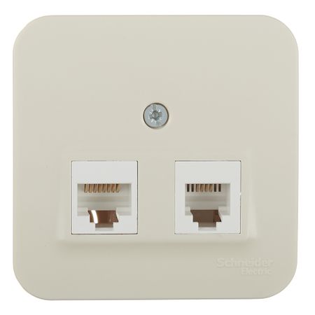 Розетка компьютерная/ телефонная Systeme Electric Blanca накладная бежевая RJ11/ RJ45 (BLNIA045117)