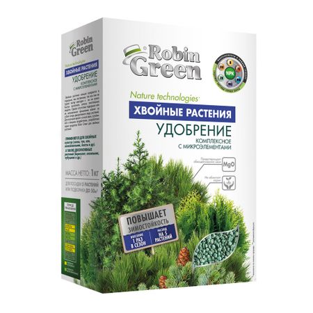 Удобрение минеральное сухое для хвойных растений гранулированное Робин Грин 1 кг