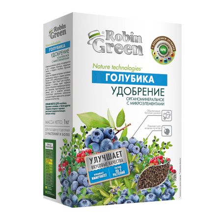 Удобрение органоминеральное сухое для голубики гранулированное Робин Грин 1 кг удобрение фосфорно калийное осень 1кг
