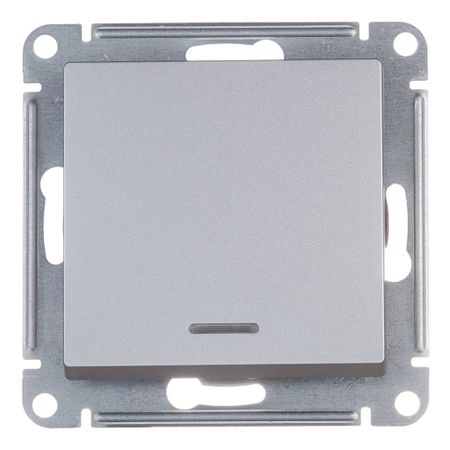 Переключатель Systeme Electric AtlasDesign одноклавишный встраиваемый алюминий с подсветкой (ATN000363)