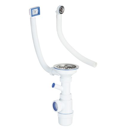 Сифон для мойки Wirquin Virplast 3 1/2х40 мм с выпуском d114 мм с отводом с переливом с фильтр-пробкой (30987089)