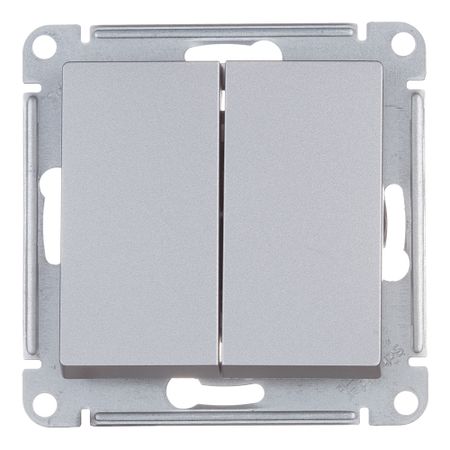 Переключатель Systeme Electric AtlasDesign двухклавишный встраиваемый алюминий (ATN000365)