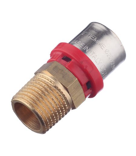 Соединитель прямой Tiemme 20(пресс) х 1/2 НР(ш) прямой переходник из нержавеющей стали для труб 51 102 мм