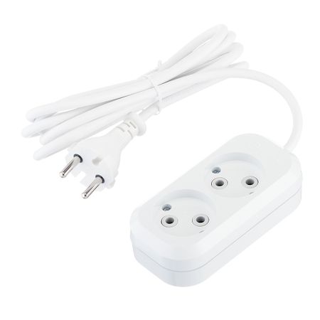 Удлинитель Makel 2 розетки 2 м ПВС 2х0,75 кв.мм 10 А 2,2 кВт белый (MGP102) универсальный вращающийся удлинитель для смесителя