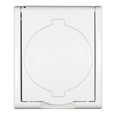 Розетка Simon 15 Aqua накладная белая со шторками с крышкой (1594432-030)