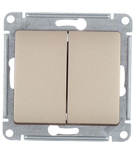 Выключатель Systeme Electric Glossa двухклавишный встраиваемый титан (GSL000451)