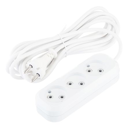 Удлинитель Makel 3 розетки 5 м ПВС 2х0,75 кв.мм 10 А 2,2 кВт белый (MGP124) универсальный вращающийся удлинитель для смесителя