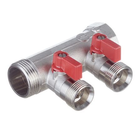 Коллектор Henco 1 ВР(г) х 2 выхода 3/4 НР(ш) ЕК х 1 НР(ш) с шаровыми кранами (VB060502-ROOD) заливная горловина радиатора прочная медная сварная запасная часть для системы охлаждения автомобиля разъем входа выхода oem spec