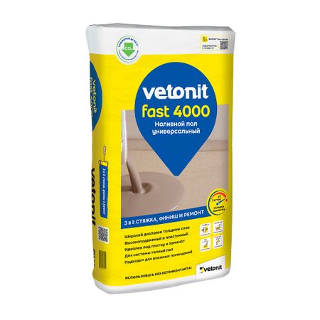Ровнитель (наливной пол) универсальный Weber vetonit Фаст 4000 20 кг