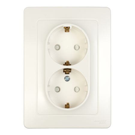 Розетка Systeme Electric Blanca встраиваемая молочная со шторками (BLNRS001122)